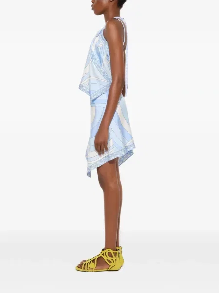 Jedwabna spódnica Pucci z nadrukiem niebieska