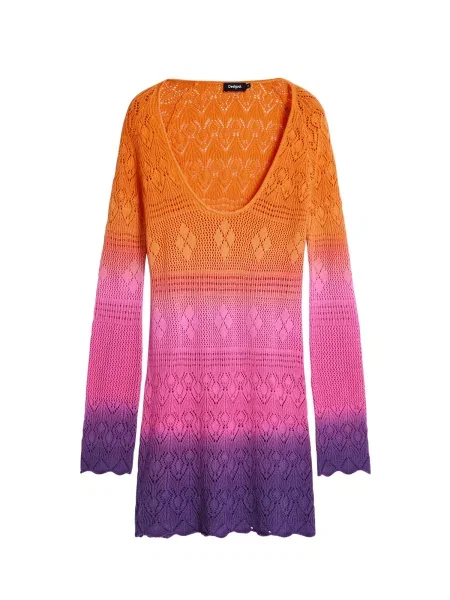 Desigual Plážové šaty Tie-Dye / oranžová / pink fialová