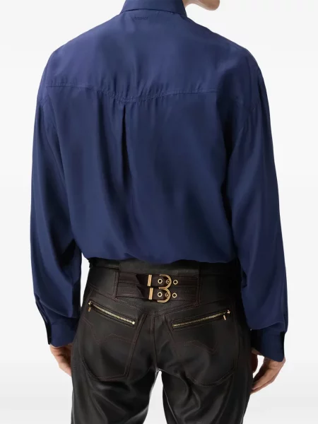 Cămașă Versace de mătase albastru