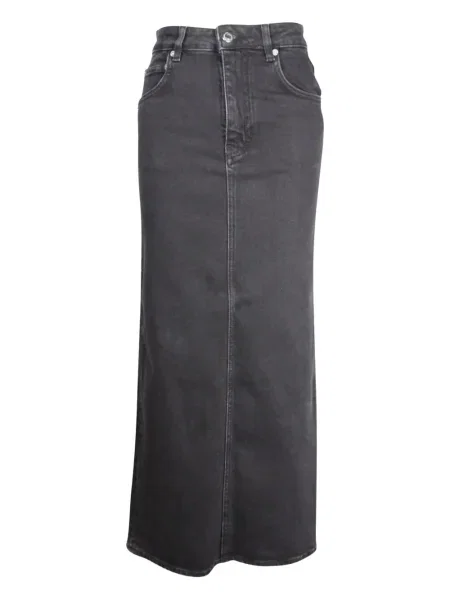 Fustă din denim Maje cu crăpătură negru