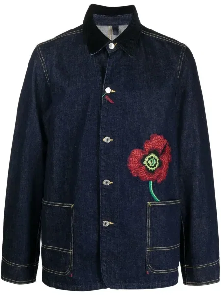 Geacă de blugi Kenzo cu broderie albastru