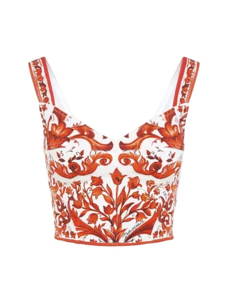 Top Dolce And Gabbana z nadrukiem pomarańczowy