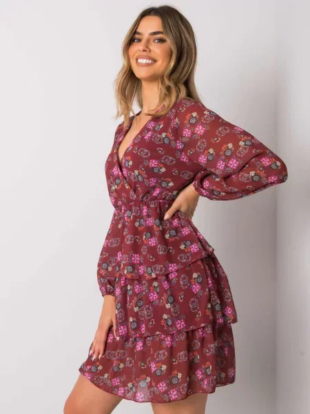 Костюм рокля Fashionhunters винено червено