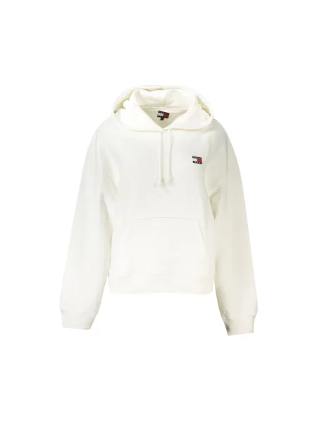 Bluza z kapturem Tommy Jeans z kapturem retro z długim rękawem biała