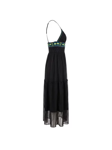 Sukienka maxi Trussardi z dekoltem w serek koronkowa czarna