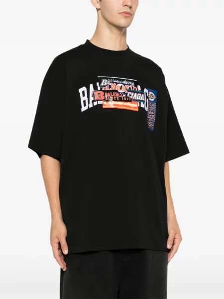Póló Balenciaga nyomtatás fekete