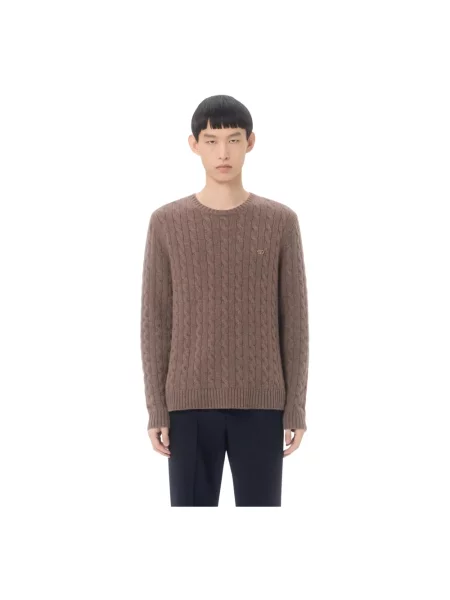 Lniany sweter Valentino brązowy