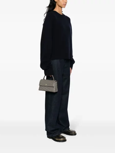Δερμάτινη καπιτονέ τσάντα shopper Dkny γκρι