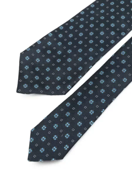 Cravată Kiton cu model floral albastru