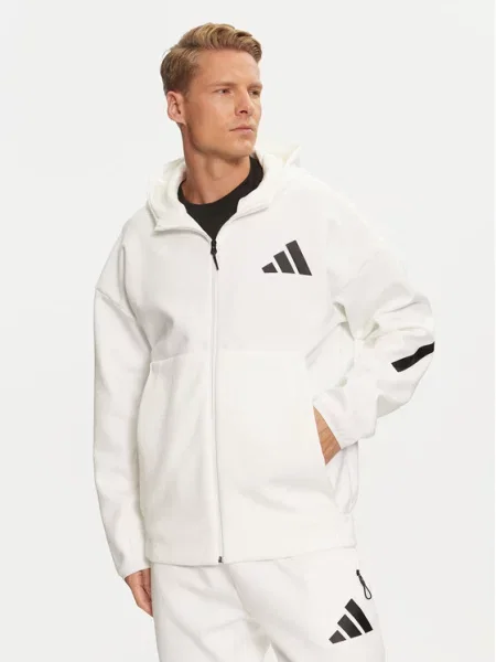 Bluza rozpinana zapinana na błyskawiczny Adidas biała