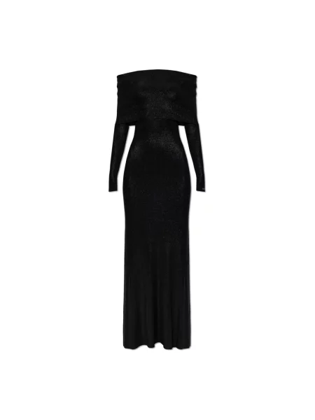 Lniana sukienka maxi Balenciaga czarna