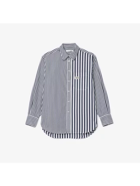 Lacoste Koszula Z Bawełny Popelinowej W Paski X Bandier biała