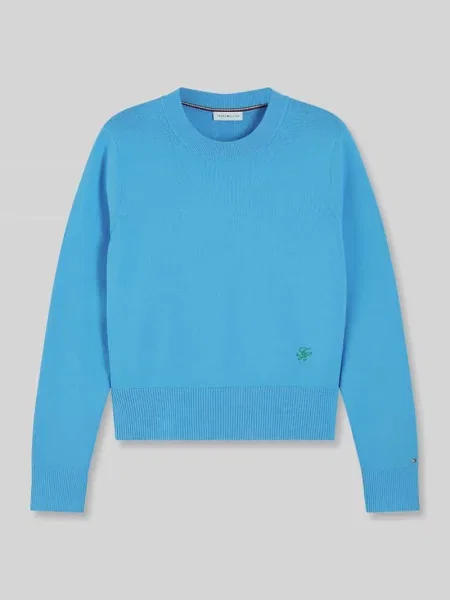 Sweter z czystej bawełny w kroju regular fit Tommy Hilfiger błękitny