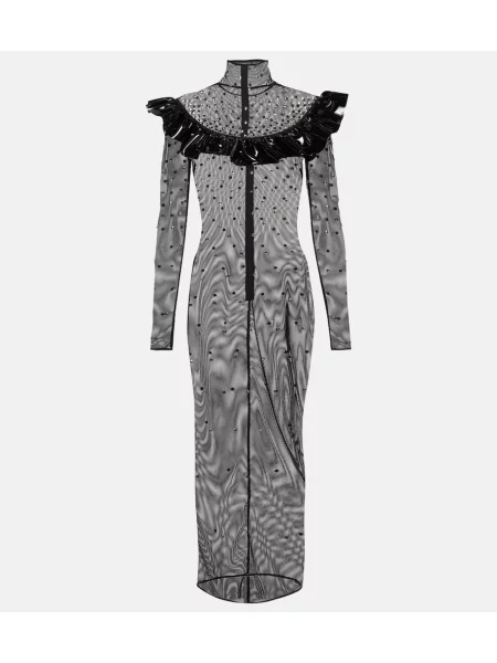 Rochie midi Alessandra Rich plasă până la genunchi de costum negru