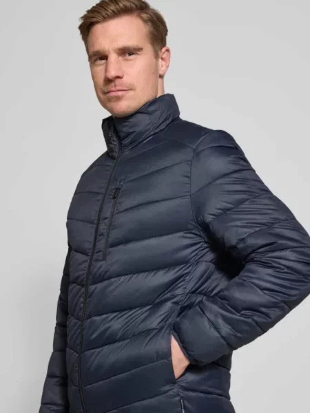 Kurtka pikowana o kroju regular fit z pionową kieszenią na piersi zapinaną na błyskawiczny Tom Tailor Denim granatowa