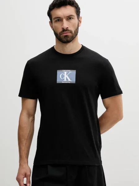 Тениска Calvin Klein с принт черно