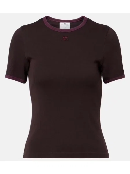 Tricou Courreges din jerseu maro