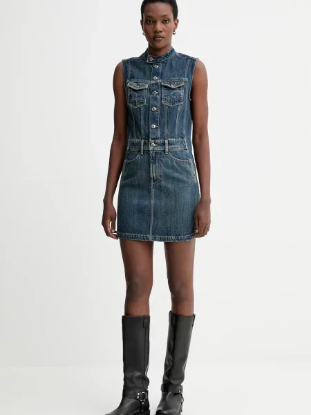 G-Star sukienka jeansowa 0 mini dopasowana niebieski