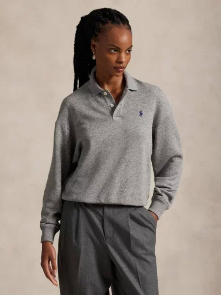 Fleece tenisz szvetter Polo Ralph Lauren autogrammal szürke