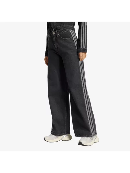 Blugi adidas High Rise Wide Leg Denim Pant True Black Denim negru
