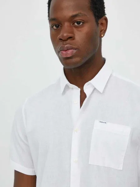 Lanena srajca Barbour bela