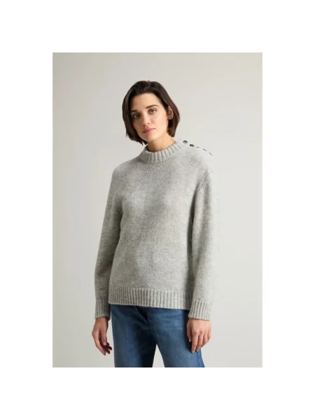 Sweter Woolrich wełniany szary