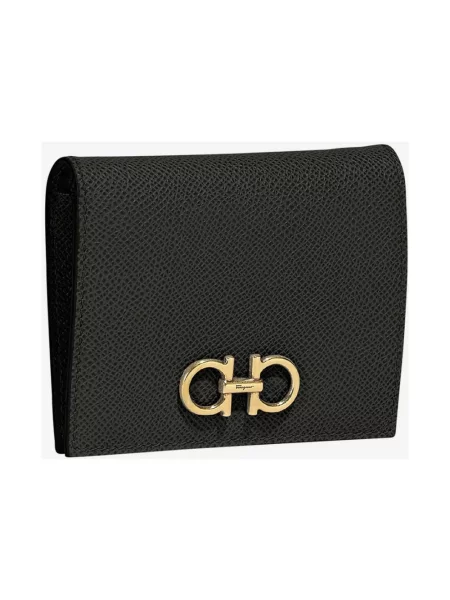 Portfel Salvatore Ferragamo skórzany z logo czarny