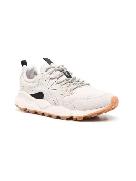 Sneakersy Flower Mountain w kwiatki skórzane beżowe