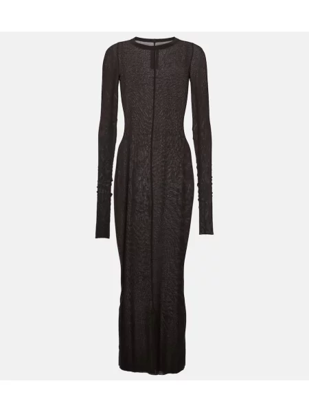 Rochie midi Rick Owens din jerseu până la genunchi de costum maro