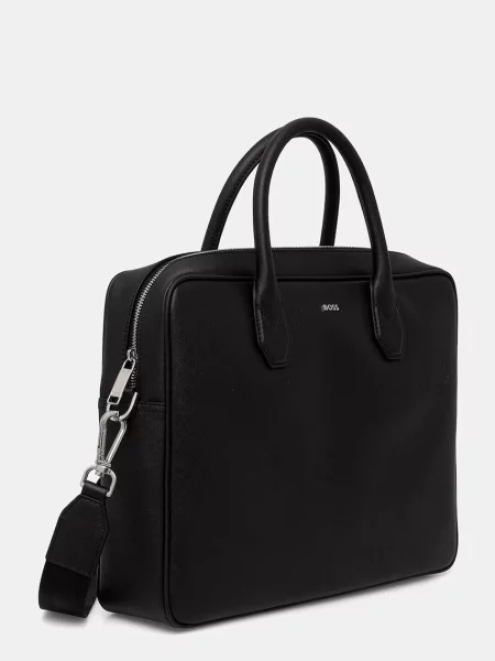 BOSS geantă de laptop pentru bărbați din piele Northon_Doc. Case negru