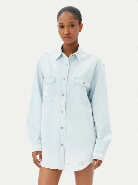 One Teaspoon cămașă de blugi Everyday Chambray celest albastru