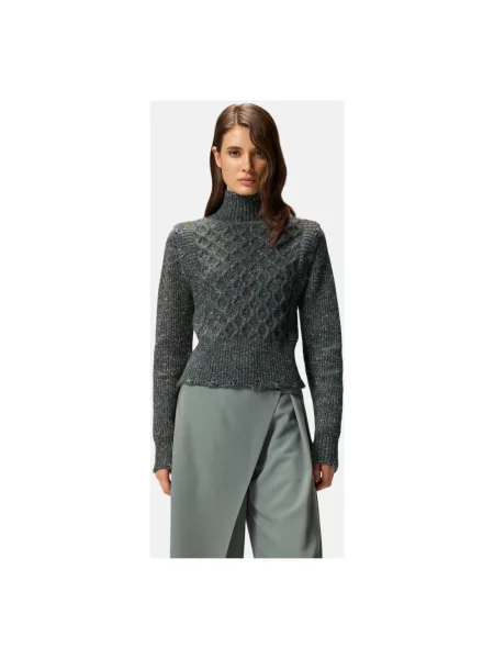 Dzianinowy sweter Pinko szary