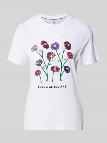 T-shirt o kroju slim fit z czystej bawełny model KITA' Only biała