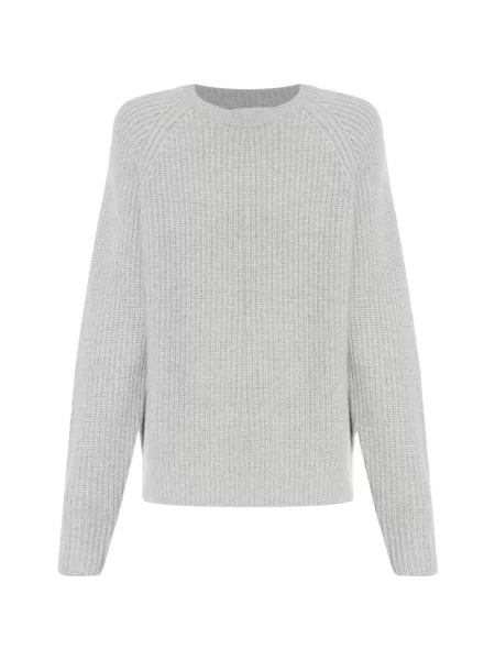 Pulover Lisa Yang cu decolteu rotund gri