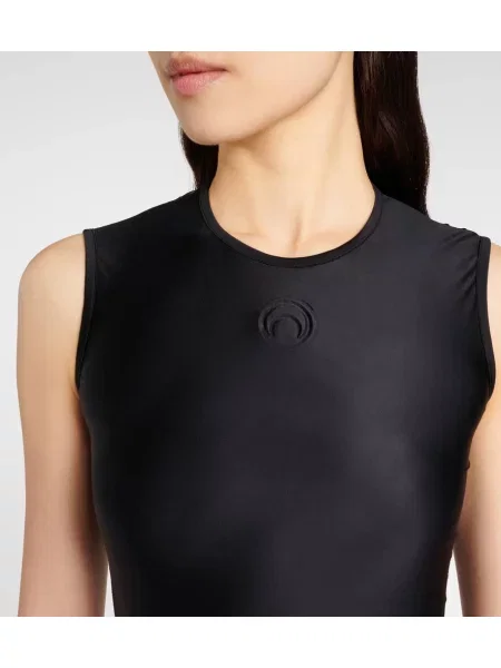 Rochie maxi Marine Serre din jerseu drapată de costum negru