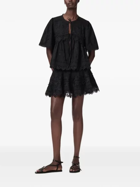 Fusta mini Allsaints în linie A negru