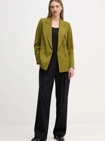 Піджак з домішкою вовни United Colors of Benetton двобортний однотонний зелений