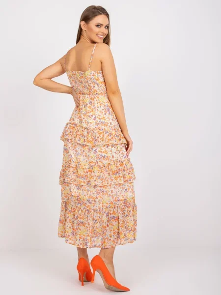 Odgovarati maksi haljina Fashionhunters s cvjetnim printom s volanima narančasta