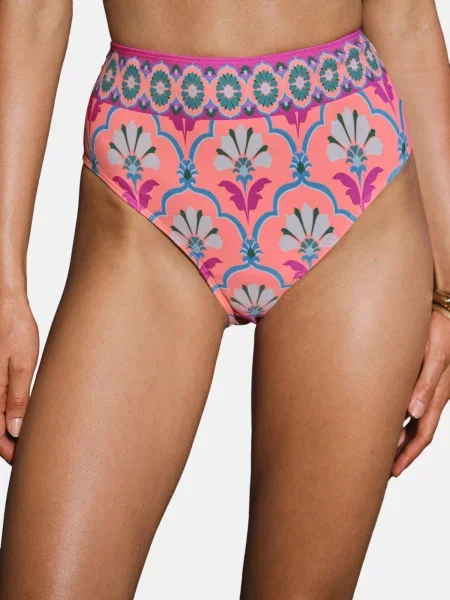 Love & roses Slip costum de baie albastru / verde pin / portocaliu somon alb