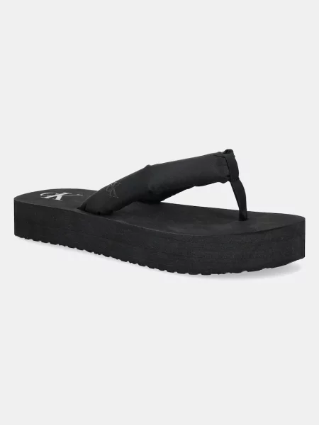 Japonke Calvin Klein Jeans BEACH SANDAL FLATFORM TTXR SATIN črna