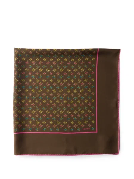 Fular Prada din țesătură twill maro
