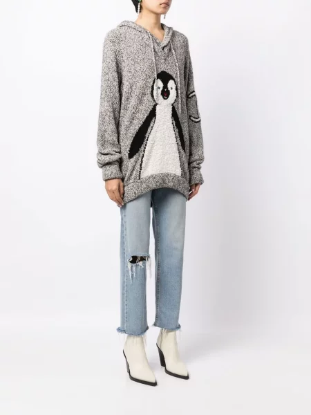 Pletená stahovací šňůrka mikina s kapucí Chanel Pre-owned šedá