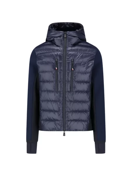 Πουλόβερ Moncler Grenoble με κουκούλα μπλε