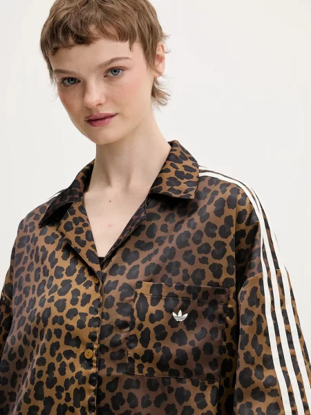 Классическая ошейниковый рубашка Adidas Originals коричневая