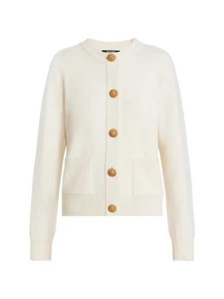 Cardigan Balmain din cașmir alb