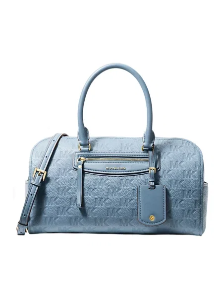 Torebka crossbody Michael Kors skórzana z autografem niebieska