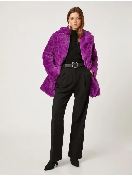 Kołnierzykowy płaszcz Koton czarny