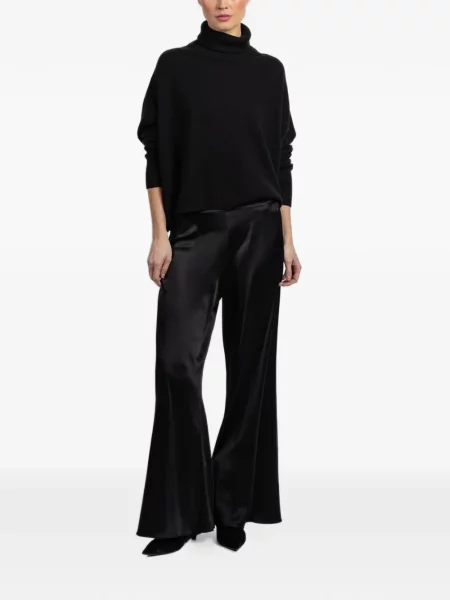 Pantaloni Peter Cohen din satin evazate negru