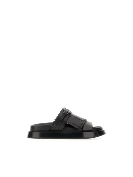 Klapki Alexander Mcqueen skórzane czarne