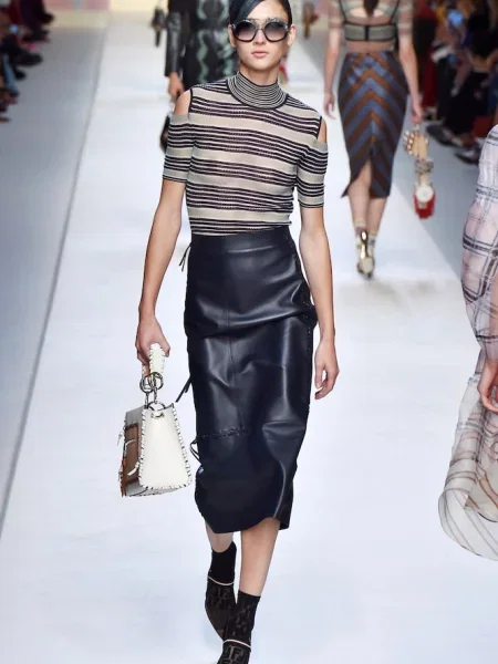 Pantofi cu toc Fendi plasă slingback maro